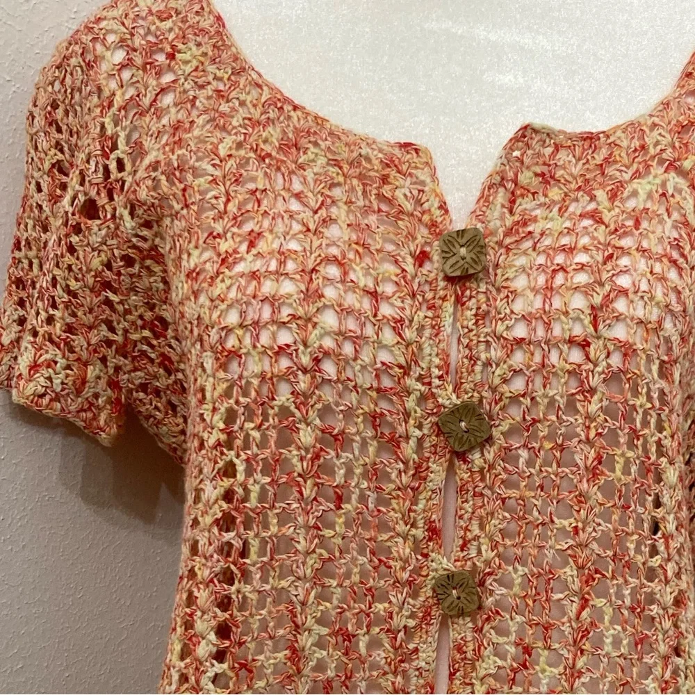 NWT JH Collectibles Multicolor Crocheted Button Down Shrug/ Cardigan/ Top XL - Picture 6 of 8